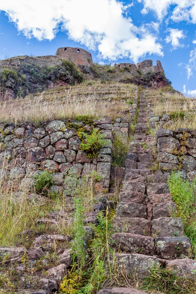 Oude Inca Ruines Pisac Dorp Heilige Vallei Van Inca Peru — Stockfoto