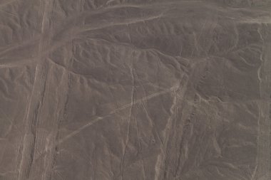 Geoglyphs Nazca - ünlü Nazca çizgileri, Peru yakın hava görünümünü. Ortasında, küçük köpek rakam mevcuttur.