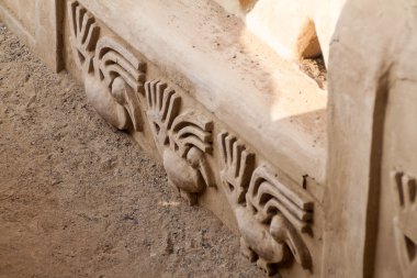 Adobe şehir Chan Chan Trujillo, Peru kalıntıları bir dekorasyon detay