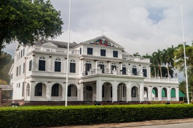 Paramaribo, Surinam - 5 Ağustos 2015: Cumhurbaşkanlığı Sarayı Paramaribo, Surinam başkenti '.
