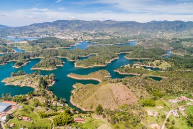 Aerial view of Guatape (Penol) dam lake in Colombia clipart