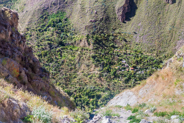 Colca canyon, Peru on background