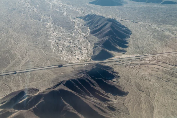 Vista Aérea Geoglifos Cerca Nazca Famosas Líneas Nazca Perú Carretera — Foto de Stock