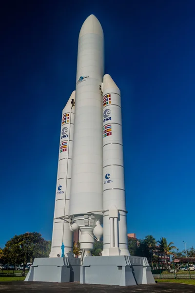 Kourou Guia Francesa Agosto 2015 Modelo Foguete Espacial Ariane Centro — Fotografia de Stock