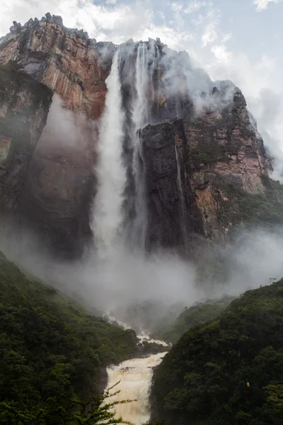 天使の滝 Salto の天使 ベネズエラ 978 世界の最も高い滝 梅雨の時期に雲で覆われています — ストック写真