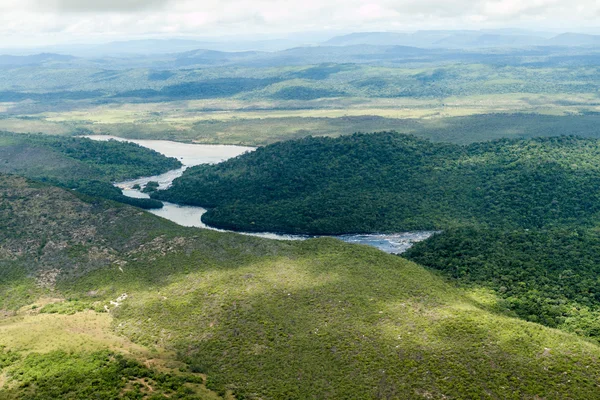 Vista Aérea Del Río Carrao Que Desemboca Río Caroni Venezuela — Foto de Stock