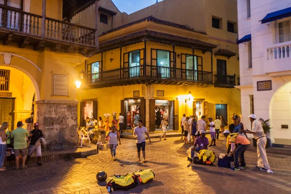 Cartagena Indias Kolumbien August 2015 Menschen Gehen Abend Auf Der — Stockfoto