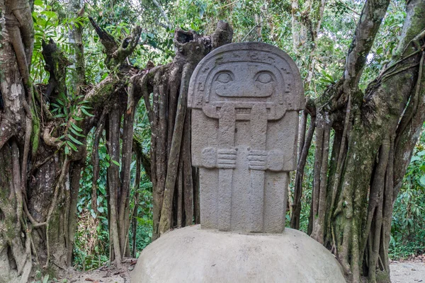 Estátua Antiga Parque Arqueológico San Andrés Colômbia — Fotografia de Stock