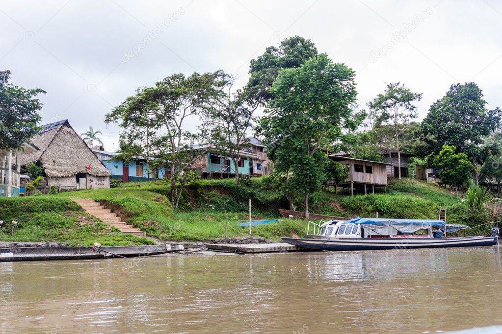 Small village Pantoja on a river Napo, Peru