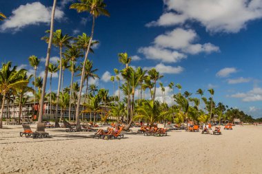 BAVARO, DOMINICAN REPUBLIC - 8 ARALIK 2018 Bavaro Plajı, Dominik Cumhuriyeti