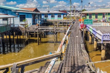 Kampong Ayer water town in Bandar Seri Begawan, capital of Brunei clipart
