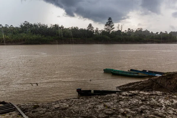 Вид Реку Кинабатанган Время Сильного Дождя Сабах Малайзия — стоковое фото