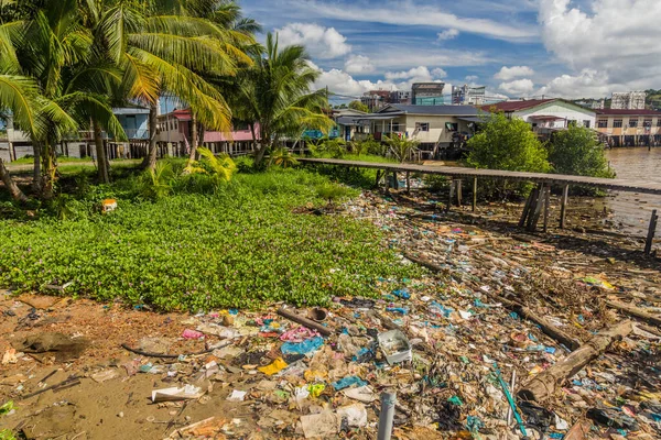 Basura Kampong Ayer Ciudad Del Agua Bandar Seri Begawan Capital — Foto de Stock