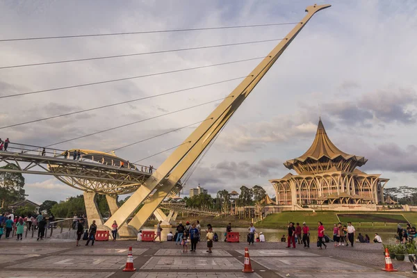 Kuching Malaya Mars 2018 Darul Hana Bridge Och Sarawak State — Stockfoto