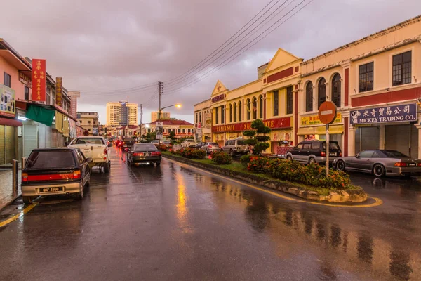 Miri Malasia Febrero 2018 Vista Nocturna Las Calles Miri Sarawak — Foto de Stock