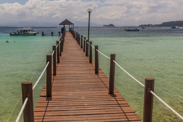 Holzsteg Auf Der Insel Gaya Tunku Abdul Rahman Nationalpark Sabah — Stockfoto