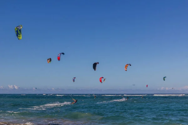 Cabarete Dominican Republic December 2018 Kitesurfing Cabarete Beach Dominican Republic — Stock Photo, Image