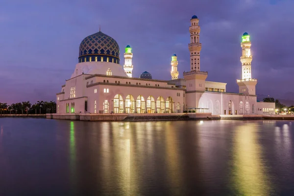 Вечерний Вид Городскую Мечеть Кота Кинабалу Сабах Малайзия — стоковое фото
