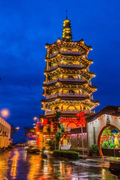 Vue Nuit Temple Tua Pek Kong Sibu Sarawak Malaisie — Photo