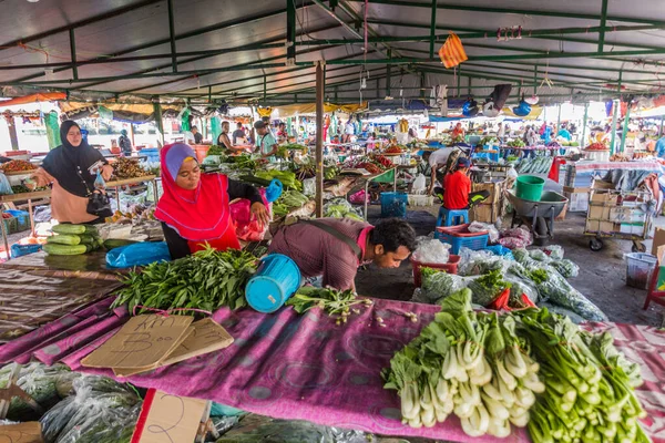 Kota Kinabalu Malaysia Febbraio 2018 Bancarelle Verdure Mercato Kota Kinabalu — Foto Stock