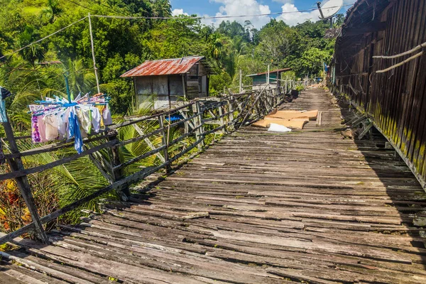 Veranda Eines Traditionellen Langhauses Batang Rejang Fluss Sarawak Malaysia — Stockfoto