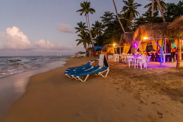 Abendlicher Blick Auf Einen Strand Las Terrenas Dominikanische Republik — Stockfoto