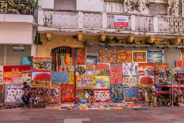 Santo Domingo Dominican Republic November 2018 Сувенірний Магазин Картинами Вулиці — стокове фото