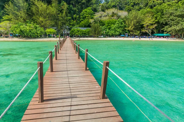 Dřevěné Molo Ostrově Gaya Tunku Národní Park Abdul Rahman Sabah — Stock fotografie