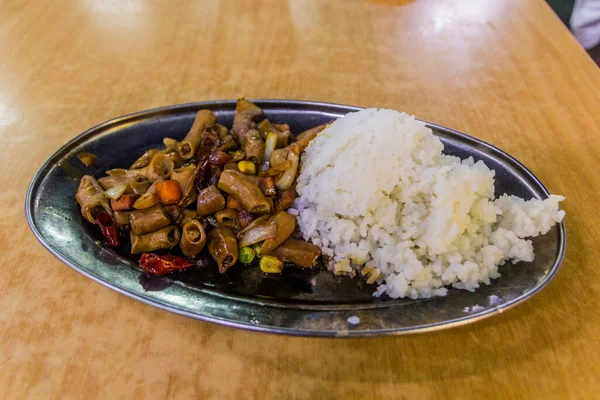 Nasi Perut Babi Comida Malasia Hecha Callos Cerdo — Foto de Stock