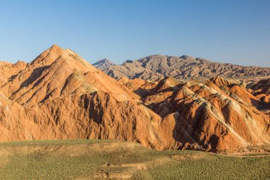 Zhangye Danxia 'nın renkli dağları Ulusal Geopark, Gansu Eyaleti, Çin