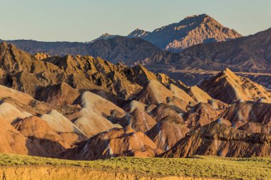 Zhangye Danxia 'nın renkli gökkuşağı dağları Ulusal Geopark, Gansu Eyaleti, Çin