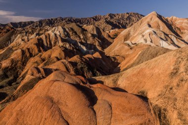 Zhangye Danxia 'nın gökkuşağı dağları Ulusal Geopark, Gansu Eyaleti, Çin