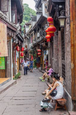 FENGHUANG, ÇİN - 14 Ağustos 2018: Fenghuang Antik Kenti, Hunan Bölgesi, Çin