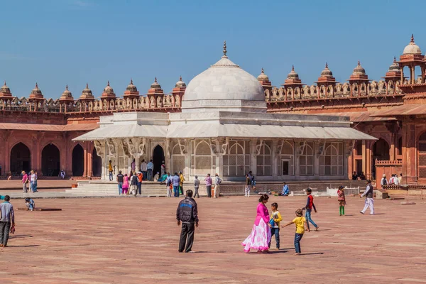 Fatehpur Sikri Índia Fevereiro 2017 Túmulo Salim Chishti Antiga Cidade — Fotografia de Stock