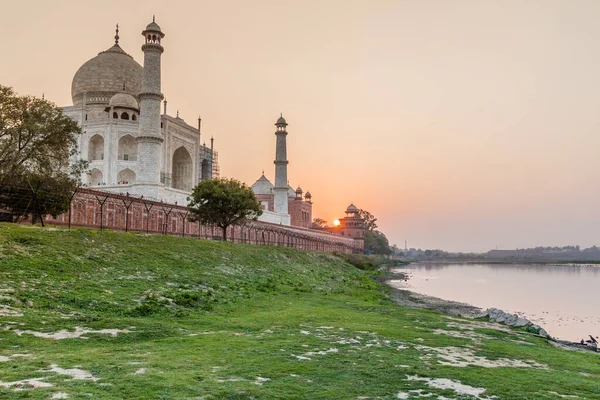 Taj Mahal Agra Κατά Διάρκεια Της Δύσης Ινδία — Φωτογραφία Αρχείου