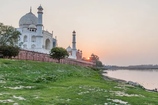 Taj Mahal Agra Κατά Διάρκεια Της Δύσης Ινδία — Φωτογραφία Αρχείου