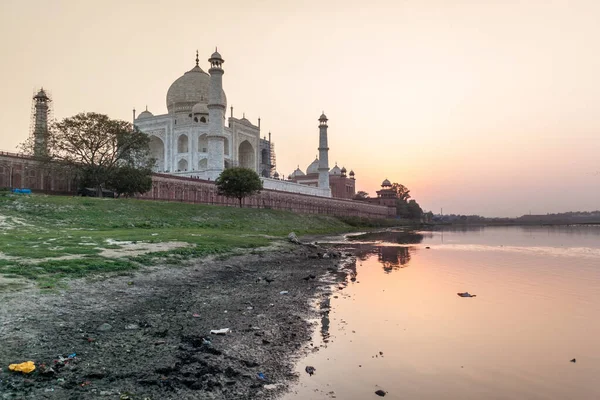 Taj Mahal Agra Ban Naplementekor Indiában — Stock Fotó