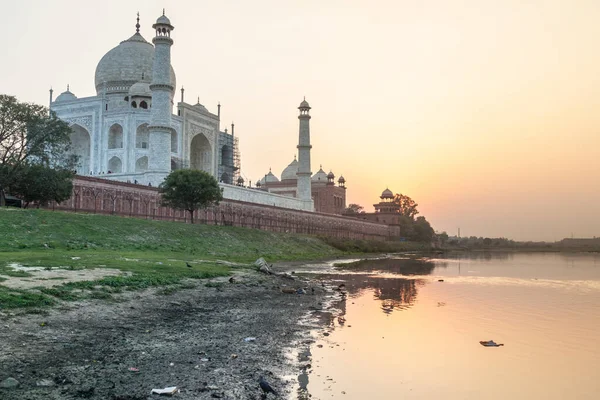 Taj Mahal Agra Κατά Διάρκεια Της Δύσης Ινδία — Φωτογραφία Αρχείου