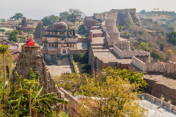 Templo Vedi Las Paredes Fortaleza Kumbhalgarh Estado Rajasthan India — Foto de Stock