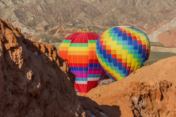 Globos Aire Caliente Zhangye Danxia National Geopark Provincia Gansu China — Foto de Stock