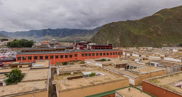 Panorama Cidade Xiahe Com Mosteiro Labrang Província Gansu China — Fotografia de Stock