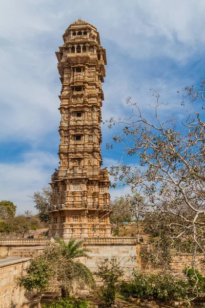 Vijaya Stambha Torre Vitória Forte Chittor Chittorgarh Estado Rajastão Índia — Fotografia de Stock