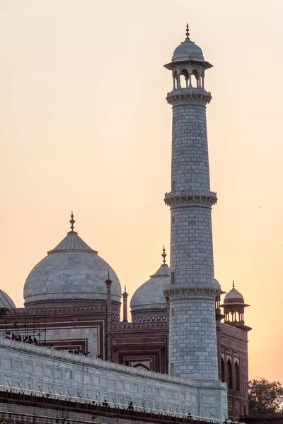 Minarete Taj Mahal Agra Durante Puesta Del Sol India — Foto de Stock
