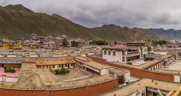 Panorama Města Siao Klášterem Labrang Provincie Gansu Čína — Stock fotografie