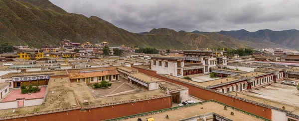 Panorama Miasta Xiahe Klasztorem Labrang Prowincja Gansu Chiny — Zdjęcie stockowe