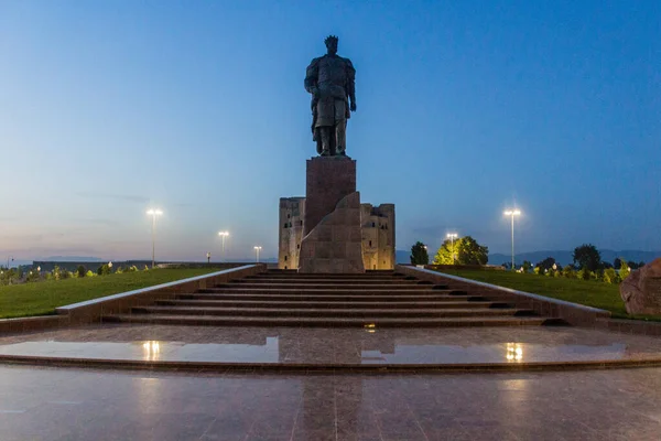Vue Soir Statue Amir Temur Tamerlan Shahrisabz Ouzbékistan — Photo