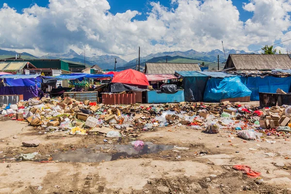 Karakol Kyrgyzstan July 2018 Søppel Grunn Ved Basaren Karakol Kirgisistan – stockfoto