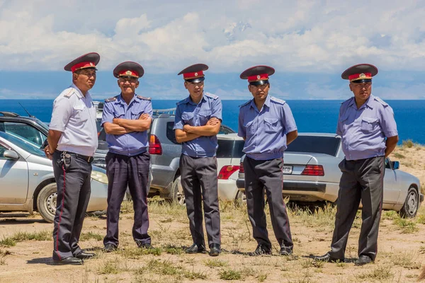 Issyk Kul Kyrgyzstan Julio 2018 Policías Ethnofestival Teskey Jeek Costa — Foto de Stock