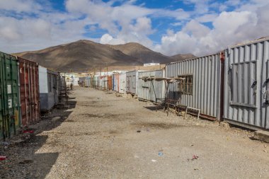 Tacikistan 'ın Gorno-Badakhshan Özerk Bölgesi Murghab Köyü Çarşısı