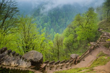 View of Rudkhan castle in the mist, Iran clipart